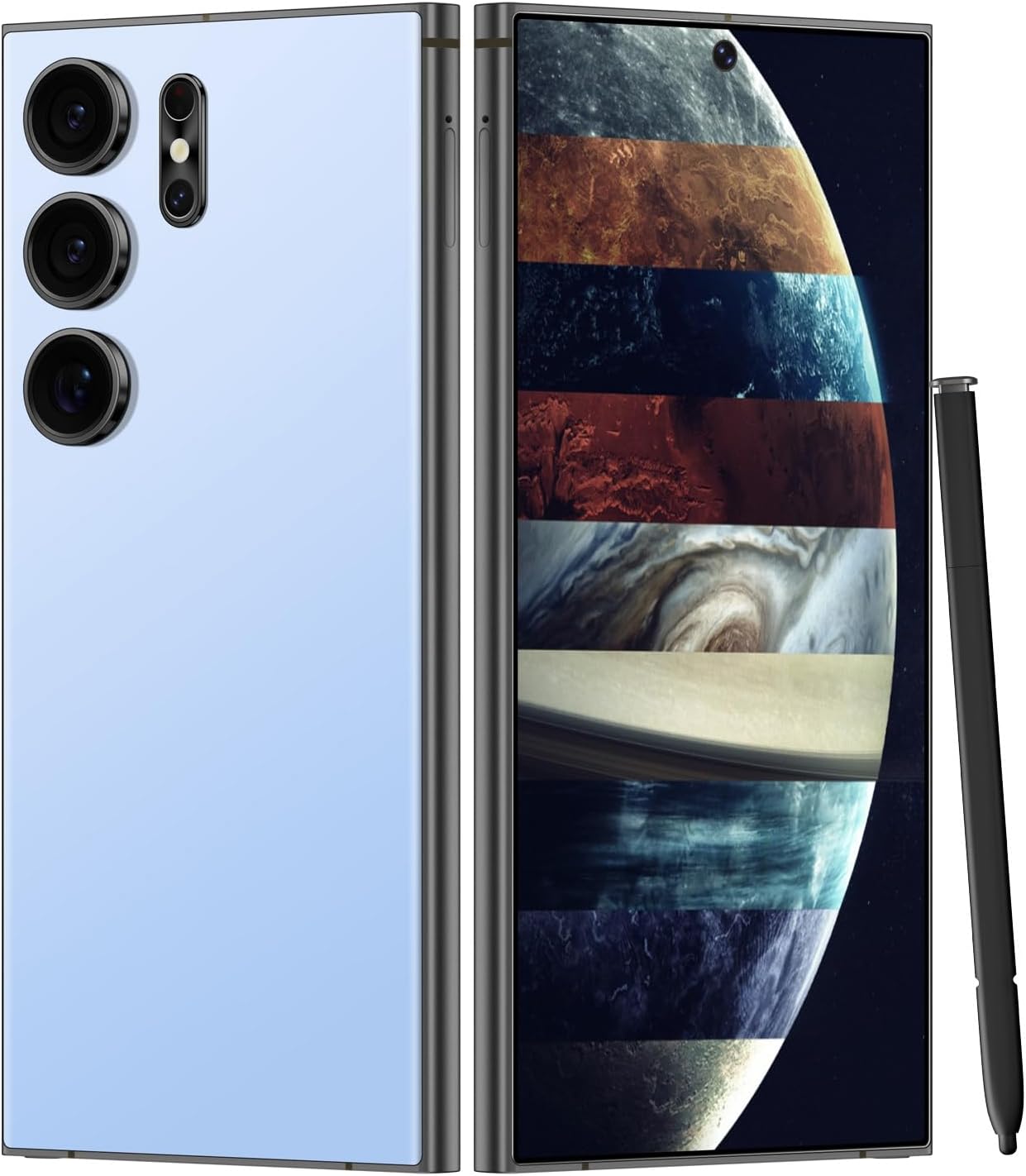 Unlocked Cell Phones A24 Ultra Smartphone Android 13 Unlocked Phones 8256GB 6.8 HD Screen Dual SIM 108MP48MP Camera 6800 mAh and Built-in Pen Light Blue