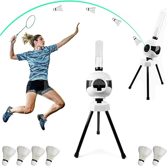 Badminton Serving Machine, Badminton Training Machine Portable Shuttlecock Serving Machine Badminton Ball Machine for Solo Training Catch Drill Smash Training, 20 Ball Capacity