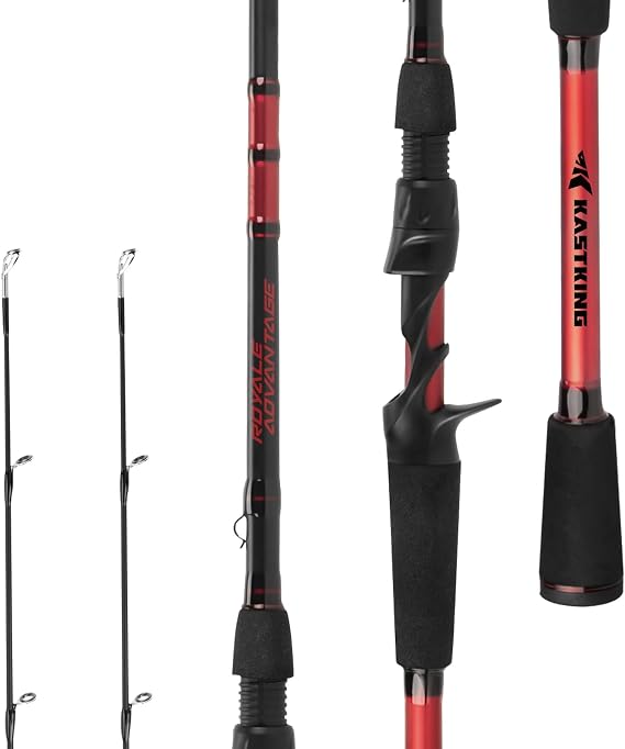 KastKing Royale Advantage Spinning & Casting Fishing Rods | 2-Piece Rods with Extra Tip, IM6 Graphite Blanks, Stainless Steel Guides with Titanium Oxide Ceramic Rings, EVA Handle