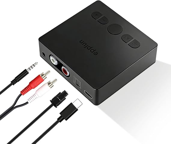 Bluetooth 5.4 Receiver with Auracast, Qualcomm Chip HiFi Audio Adapter Supports LDAC aptX HD aptX Adaptive AAC LC3, Optical AUX RCA USB Audio Output for Home Stereo Speaker