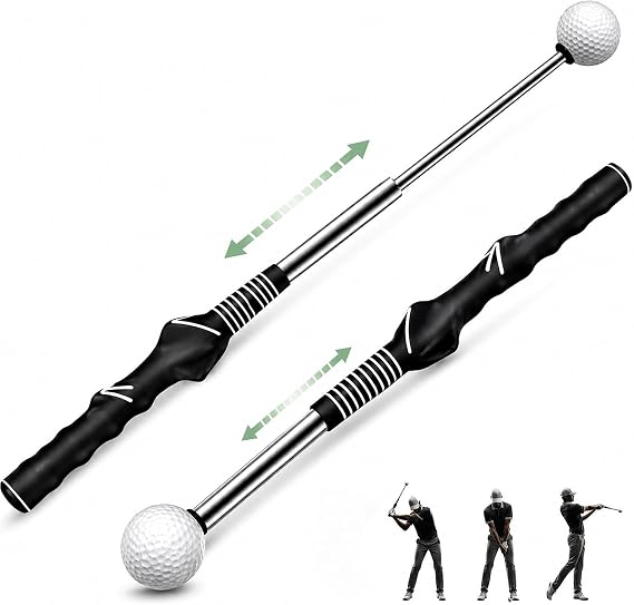 HRUIYL Retractable Golf Swing Trainer, Golf Grip Trainer, Golf Training Aid for Warm-Up, Golf Swing Training Aid, Grip Trainer Golf Club, Strength & Tempo Training for Chipping Hitting