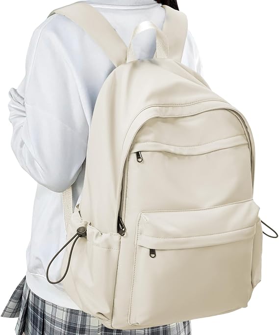 HYC00 School Backpack Womens, Unisex Casual Daypack High Secondary School Bags for Teenage Girls Water Resistant Laptop Backpack Travel College Rucksack Backpacks for Women Men Schoolbag, K3-Beige
