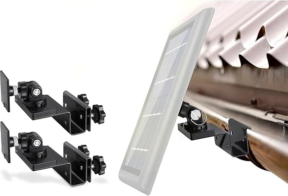 Wasserstein Gutter Mount Compatible with Ring, Arlo, Blink, Reolink Cams & Compatible Solar Panels (2 Pack, Black)