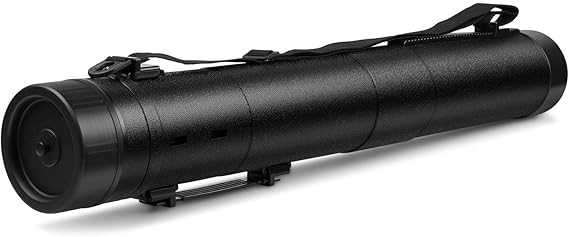 Flexzion Poster, Art, Document Tube with Strap, Expandable Waterproof Plastic Container, Telescoping Cylindrical Storage Case, Portable Paper Holder for Draft Sketch Blueprint, Black, youth large / 11