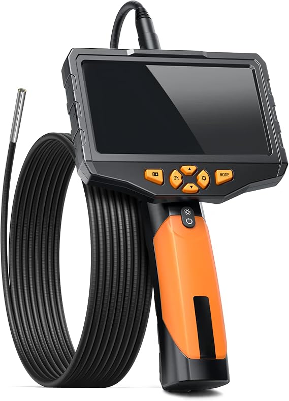 Borescopes endoscopes NTS300 5.0 Inch Inspect Camera Digital Industrial Endoscope Camera 1080P HD Drain Pipe Inspection Borescope Snake Tube Waterproof (Triple Lens-7.9mm-5M)