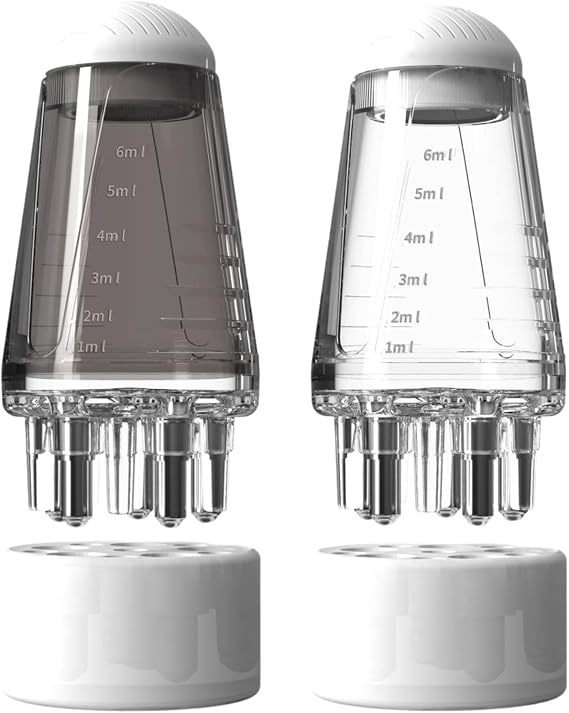 Hair Oil Applicator and Scalp Massager, 2PCS Scalp Massage Comb with Roller Ball, Home Salon Hair Care Tool with Graduated Scale, Twist-On Top Tip Cap