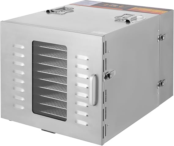 1000W Commercial Food Dehydrator Machine, 10 Stainless Steel Trays Food Dryer Machine with LED Light, 10-Tray Meat Dehydrator 194F Temperature Control & 24H Timer for Jerky, Fruit, Meat, Vegetables