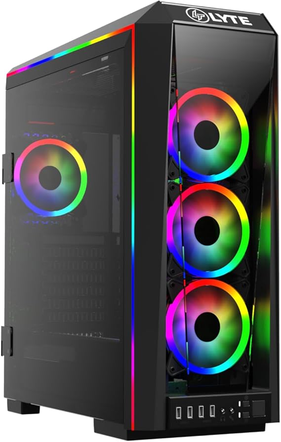 GAMDIAS E-ATX Mid-Tower Gaming PC Case with 3X 120mm ARGB Fans, Tempered Glass Side Panel, Swing Door, PSU Shroud, ATX Support, Desktop Computer Case for RGB Builds TALOS P1A