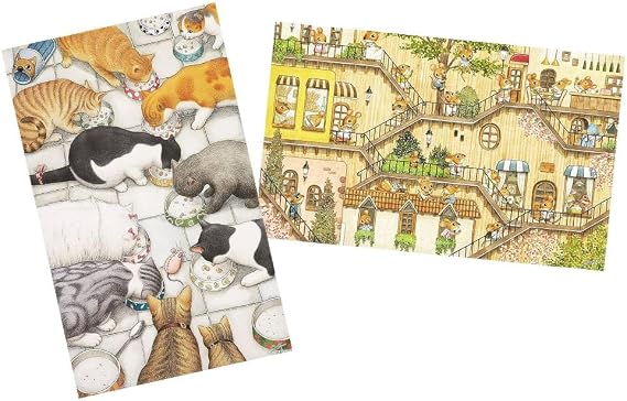 Pintoo Two Plastic Jigsaw Puzzles Bundle - 1000 Piece for Adults - Smart - The Tree House and 1000 Piece for Adults - Smart - Cats Chow Down [H2862+H2864]