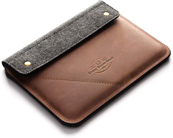 iPad Pro 12.9 inch Leather Case, Classic Brown, iPad Pro 11 Inch Sleeve, 100% Wool Felt, Pencil Holder, iPad 10.2 Tablet Bag, Crazy Horse Leather, iPad Air 10.9 Inch Cover, Crazy Horse Craft