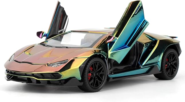 TGRCM-CZ 1/24 Lamborghini 770 Model Car, Sound and Light Toy Car with Pullback Function, Collectible Alloy Model, Gift for Children Purple