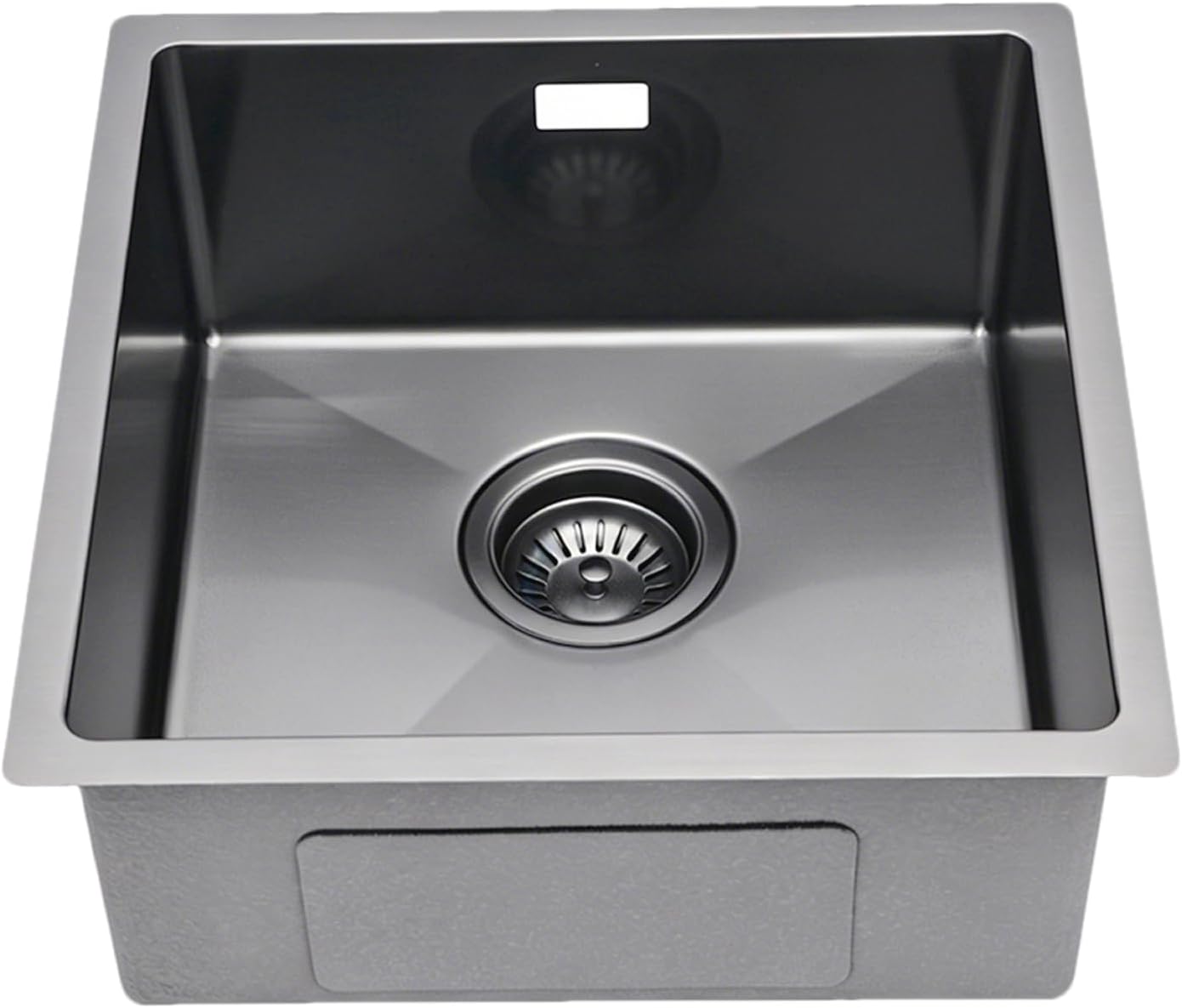 Sarlai 304 Stainless Steel Kitchen Sink, 50x43 CM Black Kitchen Sink Sinlge Bowl with Overflow, Undermount & Flush Mount Outdoor Campervan Bar Sink Basin with Drainer Fittings, 1.0 Bowl