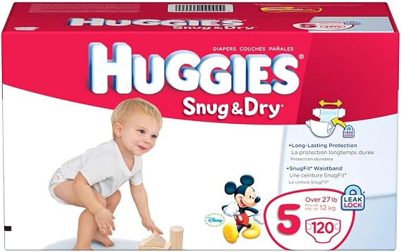Huggies Snug & Dry Diapers, Size 5, Giant Pack, 120 Count