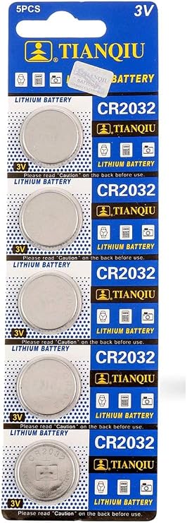 TIANQIU 2032 Battery (CR2032/ DL2032/ E-CR2032/ SB-T51/ LF1/ 2V) Lithium 3v (1 Pack of 5)