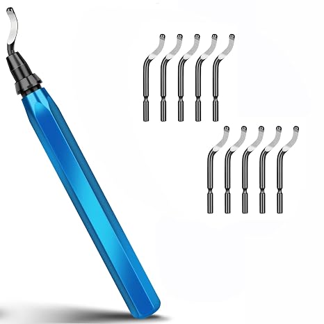 3D Metal Handle Deburring Tool - With 11 Replacement Blades for Deburring Cutting and Polishing 3D Printed Parts Copper Aluminium Plastic and Wood Products