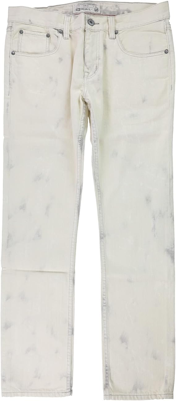 Ecko Unltd. Mens Bouche Tapered Slim Jeans, Off White, 36W x 32L