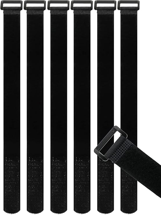 20 Pack 1"x 12" Hook and Loop Reusable Fastening Cable Tie Down Straps, Adjustable Multi-Purpose Durable Functional Hook Loop Securing Straps with plastic D-ring buckle Buckle