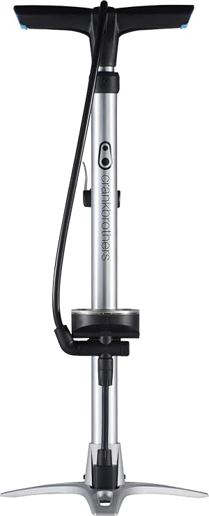 Crankbrothers Sterling Bike Floor Pump - Foot Activated High Pressure/High Volume Switch, Presta & Schrader, Hidden Needle Adapter | floor-bike-pumps