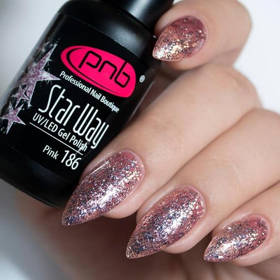 PNB sparkling Pink gel nail polish 186