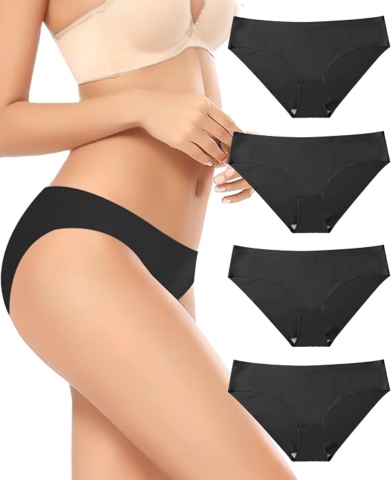 ZENUTA 4-6 pack Women's Seamless Underwear No Show Stretch Bikini Panties Silky Invisible Hipster