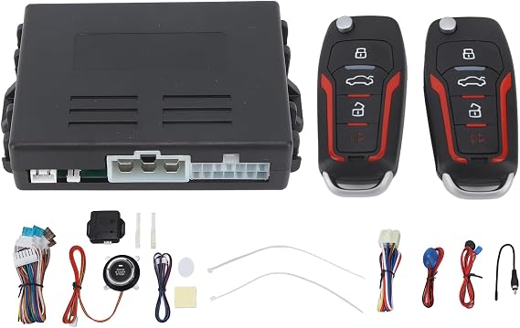 Keyless Entry Car Alarm System Push Start Button Remote Start Starter DC12V Car Keyless Entry Security Alarm System Remote Engine Starter Push to Start Stop Iginition Kit Button