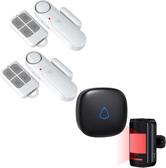 Bundle: 2 Pack Door Opened Alarms with Remote + Motion Sensor Door Chime