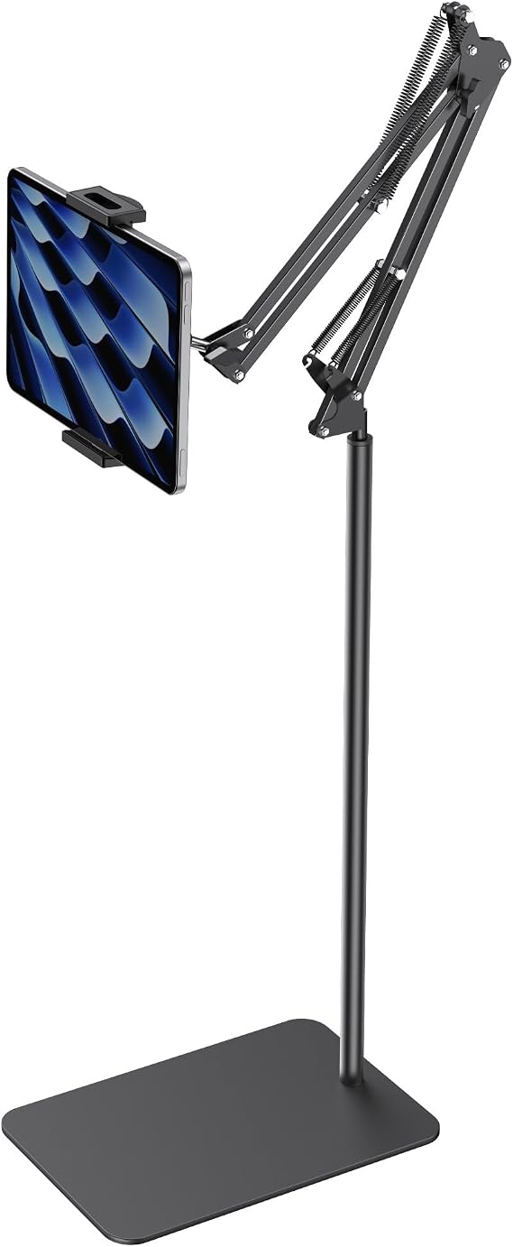 InnoGear Tablet Floor Stand, iPad Holder for Bed Phone Stand Tablet Mount | Weighted Base, Adjustable, Easy-to-Adjust Arm, Foldable for Storage, Work with E-readers, Secure Hold, For Bed