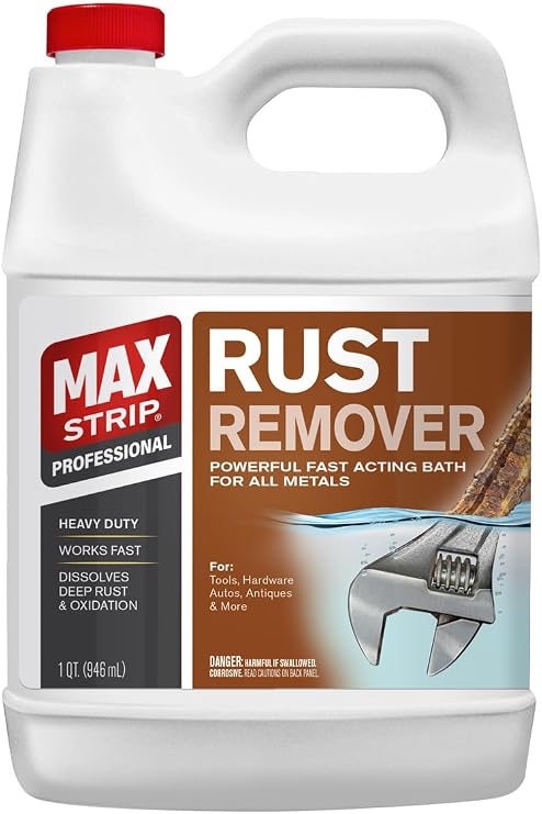 Max Strip Professional Rust Remover Bath, Heavy Duty Metal Treatment, 1 Qt