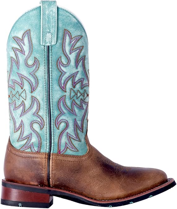 Laredo Womens Anita Embroidered Square Toe Casual Boots Mid Calf Low Heel 1-2" - Brown