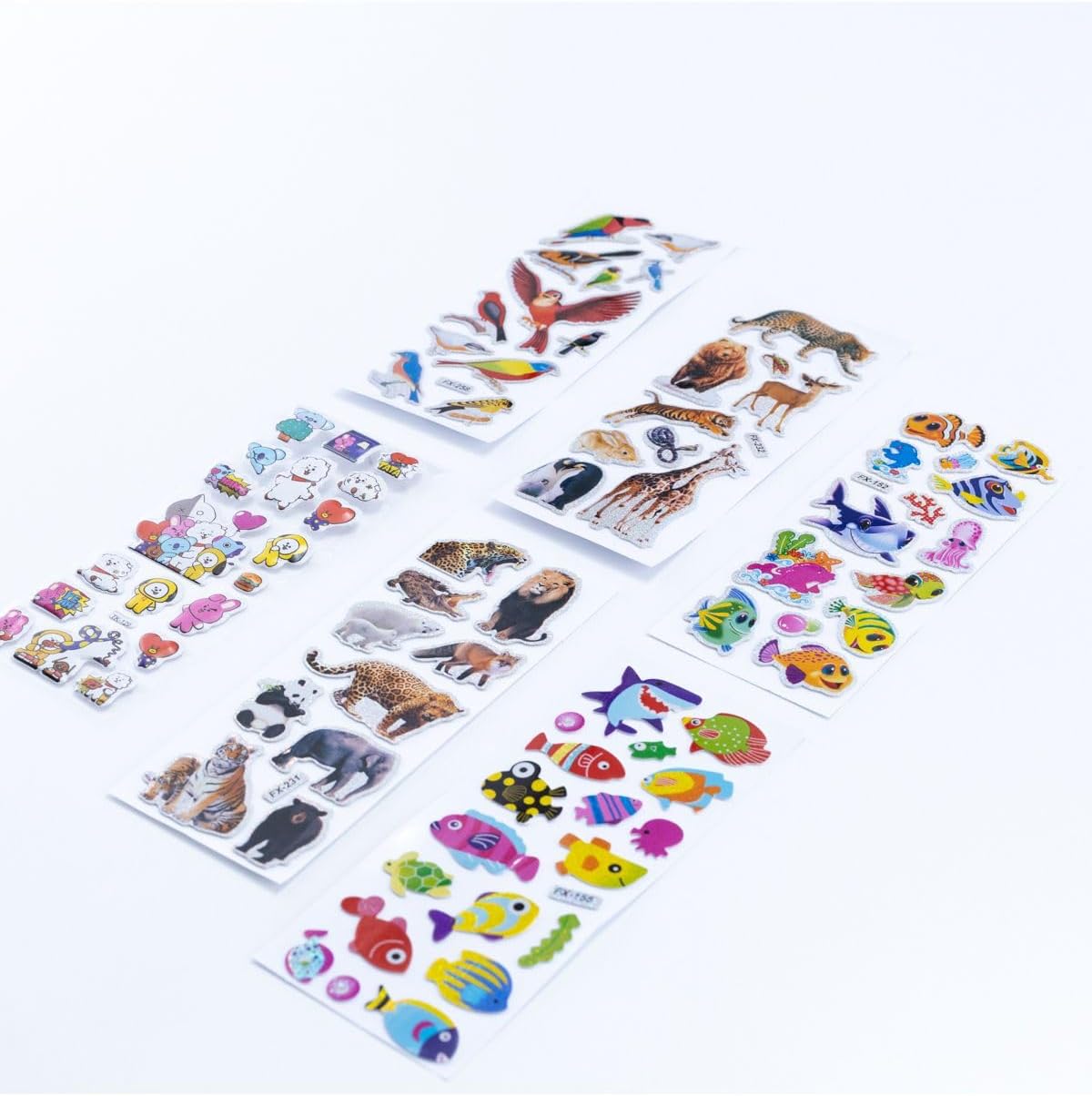 Bimotif 6 Adet Kabartmalı Yapışkan Sticker, Hayvanlar Alemi