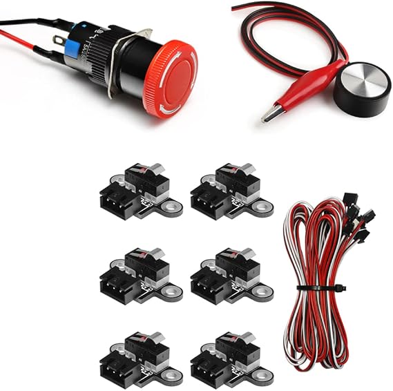SainSmart Genmitsu Essential Accessories Kit for CNC Machine 3018PROVer/ 3018PROVer Mach3/ 3018MX3, Includes Emergency Stop, Z-Axis Tool Setting Touch Probe, 6PCS Micro Limit Switches