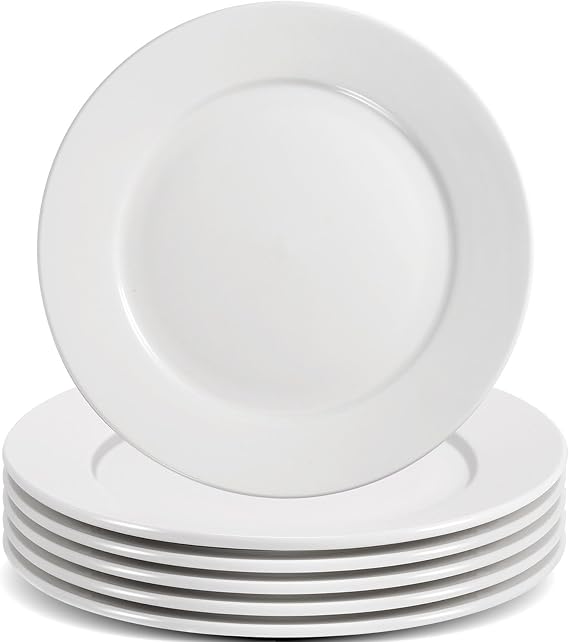 6 Pack Dessert Salad Plates, 8 Inch/20.3cm, White, Round