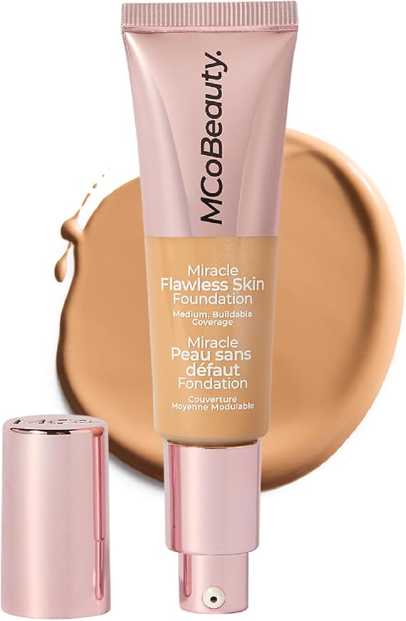 MCoBeauty Miracle Flawless Skin Liquid Foundation - Natural Medium | Buildable Medium Coverage, Dewy Finish, Hydrating Face Makeup, Vegan & Cruelty Free