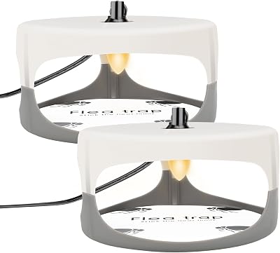 Flea Traps for Inside Your Home,New Bed Bug Trap with Light Refills and Sticky Pads,Electronic Fly Gnat Traps Indoor,Sticky Flea Bombs for Home IndoorWhite, 2 Pack