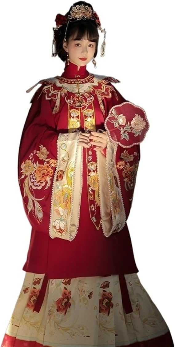 Chinese Style Hanfu Ancient Tang Ming Dynasty Cosplay Ming Dynasty Standing Collar Long Shirt Flower Wedding Dress