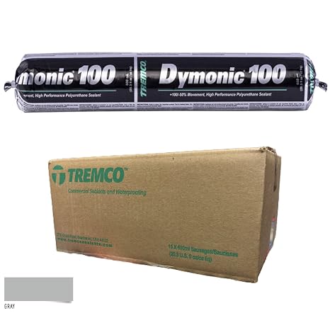 Tremco Gray Dymonic 100 High-Performance, High-Movement Single-Component, Polyurethane Sealant 20.3 fl/oz Sausages (965712C-385), Case of 15