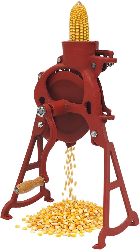 3.93Inch Hand Crank Corn Sheller for Efficient Corn Shelling, Manual Dry Corn Thresher, Steel Corn Threshing Machine, Heavy Duty Corn Shucker Remover Tools for Homes and Farms (Orange)