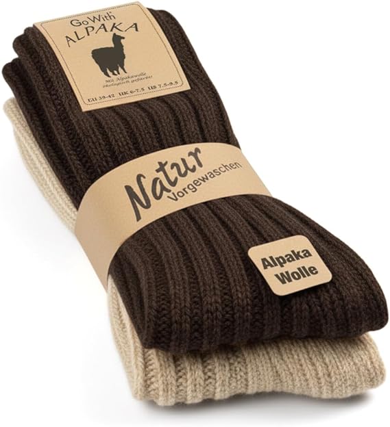 GoWith 2-in-4 Alpaca Wool Thermal Thick Wash Soft Natural Winter Women Men's Boot Socks 3094