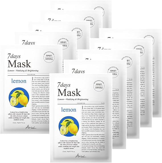 Ariul 7 Days Mask Lemon C - Vegan Paper Mask with Revitalizing and Illuminating Lemon Extract