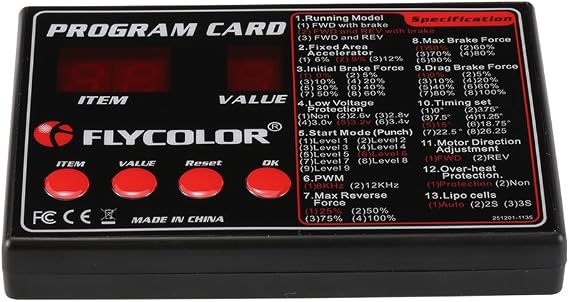Goolsky Flycolor Programing Card for RC Cars ESC Electronic Speed Controller