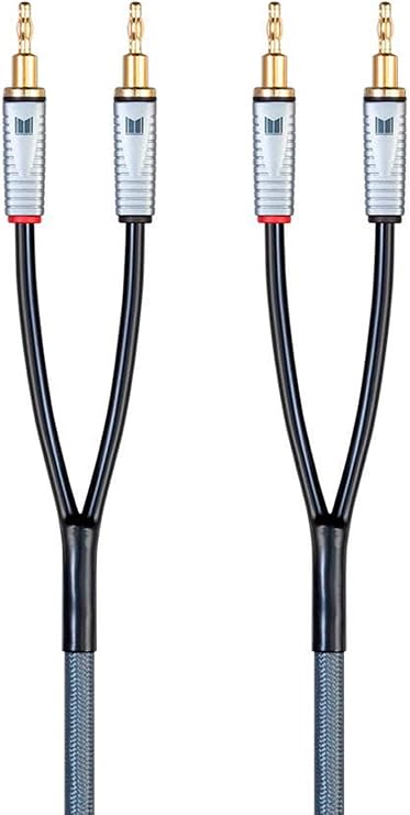 Monolith Multi-Strand Conductors Speaker Wire - 6 Feet - Pair, PE Insulated, 14AWG, Oxygen Free Copper With Gold Plated Banana Plug Connectors