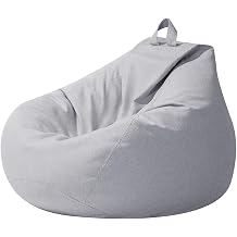 Highdi Large Bean Bag Without Fillings - Cotton Linen Durable & Comfortable, Light Grey Storage Bean Bag Chair for Living Room/Gaming Room, Perfect for Adults & Teens, Childrens