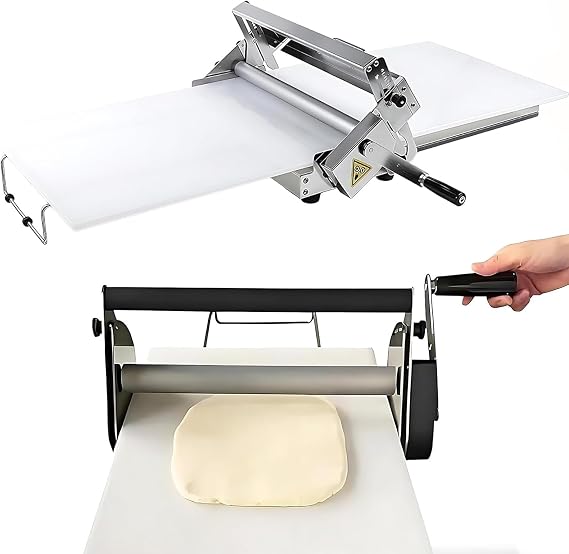 Manual Operation Dough Sheeter and Pastry Roller Machine, Foldable Counter Top Dough Roller Machine | Croissants Dough Puff Pastry Machine for Home Commercial, Adjustable Thickness 0-27mm