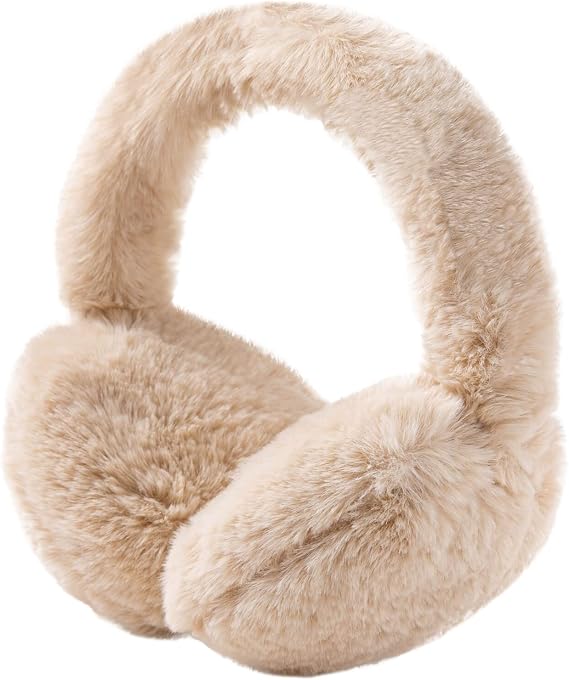 Foldable Ear Muffs for Women, Faux Fur Adjustable Earmuffs for Winter