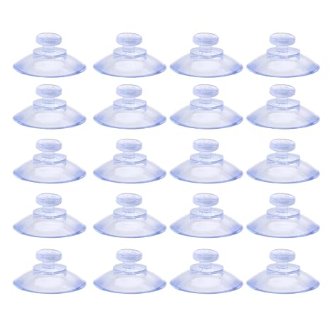 20 Pieces Suction Cups, Transparent Suction Cup, Small Glass Suckers, Window Suckers for Glass, Strong Glass & Tile Suckers for Car, Window, Kitchen, Bathroom Decor (20 mm)