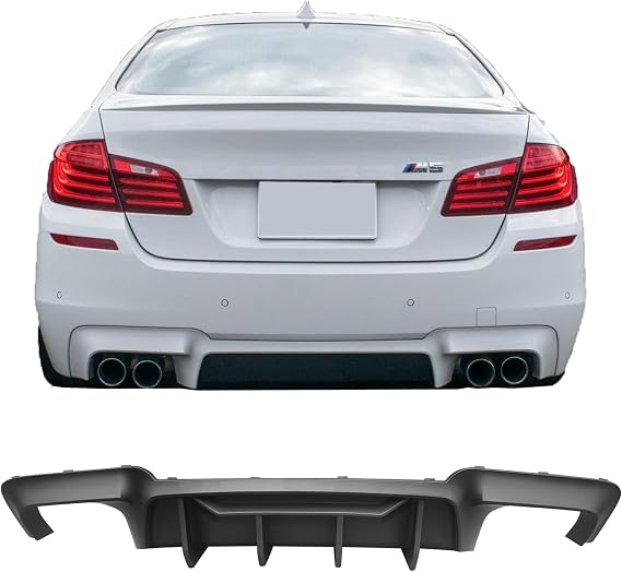 NINTE Rear Lip Fits Fit for BMW 5 Series F10 M5 with M Sport 2011 2012 2013 2014 2015 2016(not fit for Base ABS Painted Matte Black Quad Exhaust Bumper Diffuser