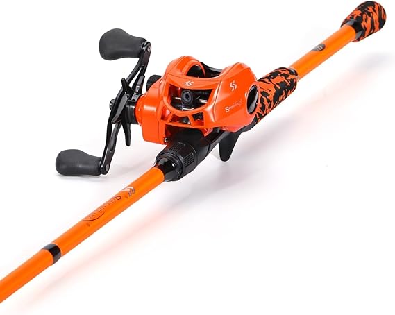 Sougayilang Baitcaster Combo, IM7 Graphite 2Pc Blank Rods,M/MH Power,EVA Handle & Stainless Steel Guides,7.1:1 Gear Ratio, 18LB Drag for Bass, Walleye, Pike