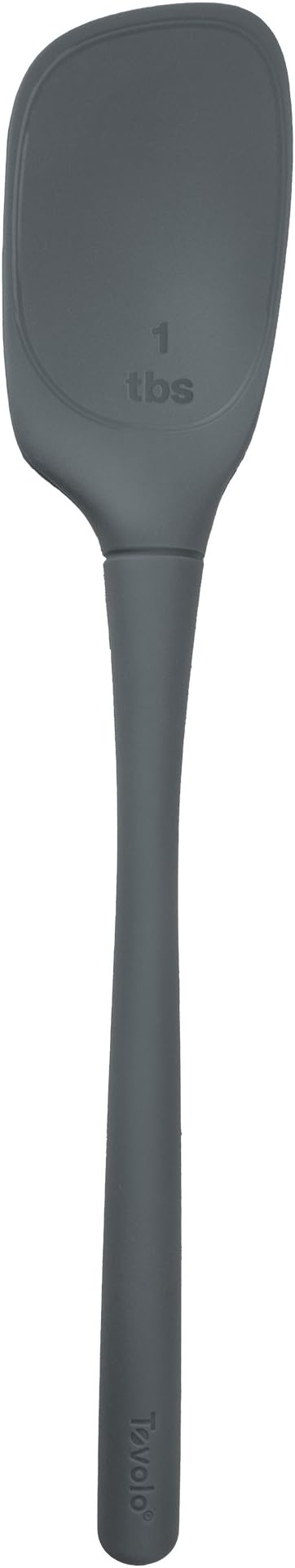 Tovolo Flex Core Silicone Deep Spoonula with Angled Head for Stirring Scooping and Serving, Dishwasher Safe BPA Free Heat Resistant Spoon Spatula Kitchen Utensil for Cooking Baking, Charcoal Gray