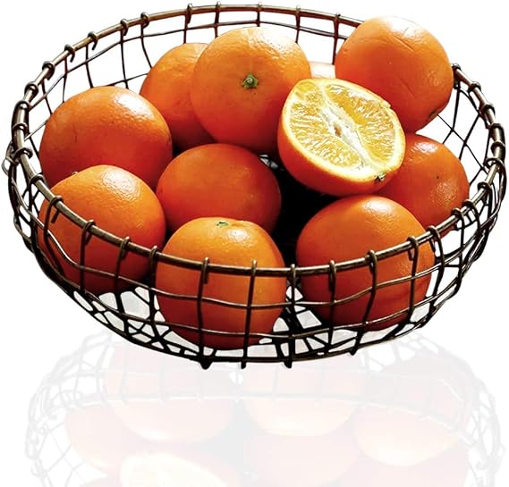 Retro Iron Fruit Basket, Handcrafted Rustic Farmhouse Wire Fruit Bowls Vintage Style Countertop Basket Bread Snack Vegetable Storage Basket for Kitchen Table Dining Decoration
