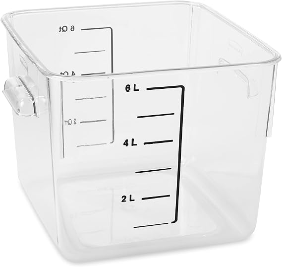 Rubbermaid Commercial Products Space Saving Square Food Storage Container 6 Quart Clear for Kitchen/Sous Vide/Meal Prep